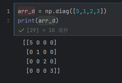 diag()方法创建的矩阵